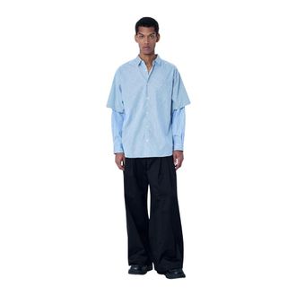 Comme Des Gar&ccedil;ons Casual Shirts, male, Blue, Size: S Layered Stripe Shirt