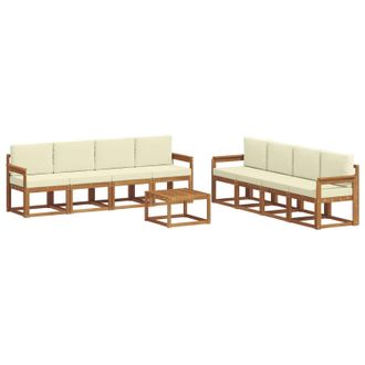 vidaXL Conjunto De Sof&aacute;s De Exterior Con Coj&iacute;n 9 Pcs Natural Y Crema Vidaxl