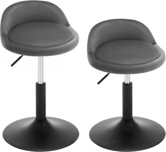 Woltu Woltu Juego De 2 Taburetes De Bar De Terciopelo, Sillas De Bar Ajustables Y Giratorias, Gris Oscuro + Negro