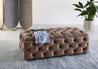 HOME AFFAIRE Polsterhocker »KALINA, hochwertige Knopfheftung, B/T/H: 120/55/45 cm« mit Staufach und innenliegenden Laschen zur besseren Aufbewahrung