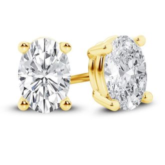Grown Brilliance 14K Yellow Gold IGI Certified 1.50 Carat Oval Cut Lab Grown Diamond Stud Earrings for Women, VS Clarity, E-F Color