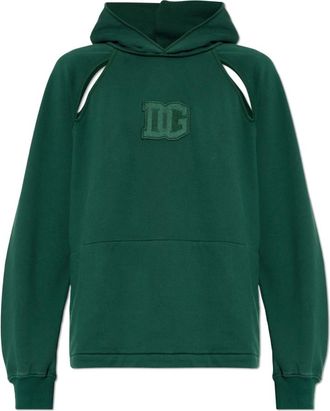 Dolce & Gabbana Sweatshirt met decoratieve splitjes - Heren - Hoodies - Groen - S - Katoen - Hoodies & sweatvesten