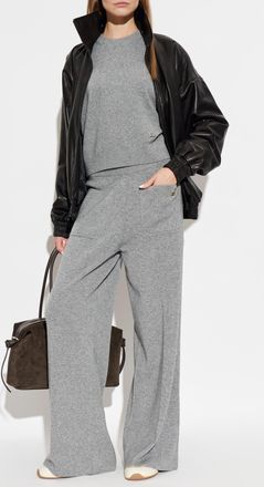 Victoria Beckham Wool Trousers With Straight Legs, Womens, Grey