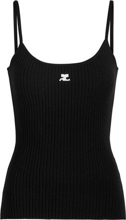Courrèges Reedition Logo Ribbed-knit Tank - Black - XS (UK6 / XS)