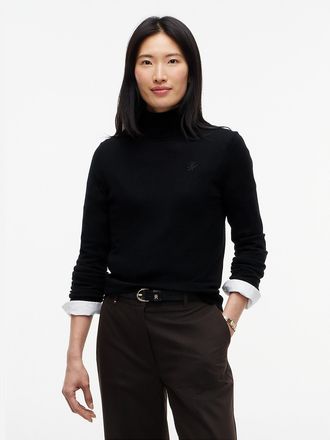 Tommy Hilfiger Womens Merino Wool Turtleneck Sweater - Black - XS