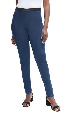 Jessica London Stretch Denim Straight-Leg Jegging in Medium Stonewash at Nordstrom, Size 12 Tall