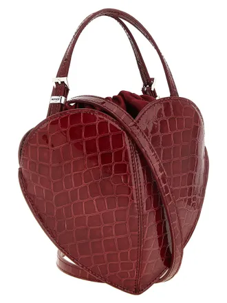 Rotate The Heart Leather Top Handle Bag - Burgundy
