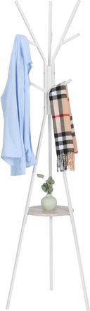Woltu Perchero De Pie, Perchero Para Abrigos, En Forma De &Aacute;rbol, Estilo Industrial, Con 9 Ganchos Y 1 Estantes, Para Ropa, Sombrero, Bolsa, Blanco - Woltu