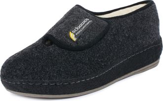 Schawos Mens Hook-and-Loop Slipper 6064 - Warm Felt House Shoe with Wool Lining & Non-Slip Sole (Black, uk_footwear_size_system, adult, men, numeric, medium, 