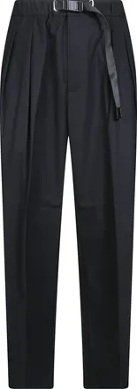 White Sand Straight-Leg Technical Belted Formal Pants