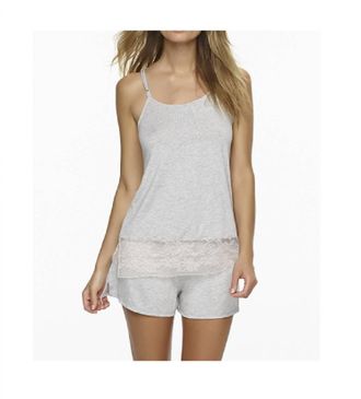 Felina Genteel Cami And Short Set In Heather Grey/sugar Baby