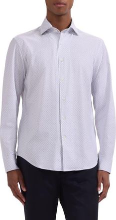 Bugatchi Devon OoohCotton Diagonal Print Button-Up Shirt in Dusty Pink at Nordstrom, Size Xxx-Large