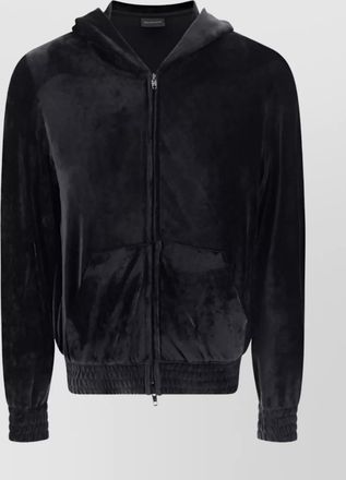 Balenciaga velvet crystal-embellished zip-up hoodie