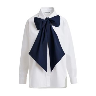 Essentiel Overhemden, Dames, Wit, S, Katoen, Jambers Blouse met Afneembare Vlinderdas