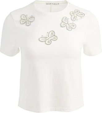 Alice & Olivia Cropped Crew Neck T-Shirt - female - Alice + Olivia - T-Shirts - White - XS - Tops