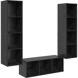 vidaXL Vidaxl - Juego De Muebles De Tv 3 Pcs Roble Negro 37 X 37 X 142.5 Cm