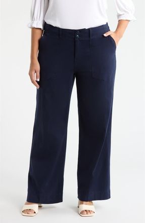 Liverpool Patch Pocket Wide Leg Utility Pants in Deep Midnight at Nordstrom, Size 22W