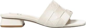 Jeannot Leren Muiltjes met Brede Band - Dames - Sandalen - Wit - 35 EU - Leer - Schoenen