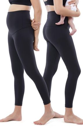 Ingrid & Isabel Set of 2 Postpartum Light Compression Leggings in Black/black at Nordstrom, Size X-Large