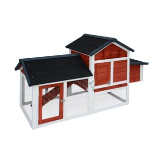 Sweeek Gallinero de madera con corral para 3 gallinas, rojo