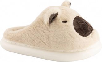 Andrea WomenS Cozy Animal Slippers With Plush Faux Fur In Beige