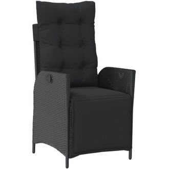 vidaXL Vidaxl - Sill&oacute;n Reclinable De Jard&iacute;n Con Reposapi&eacute;s Rat&aacute;n Pe Negro