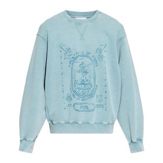 Maison Kitsun&eacute; Sweatshirts, male, Blue, Size: M Printed Sweatshirt