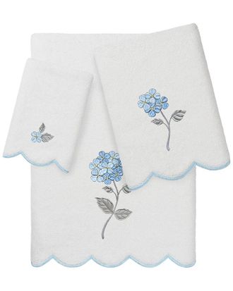 Linum Home Textiles 100% Turkish Cotton Hydea Scallop 3Pc Embellished Towel Set