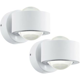 Loops 2 PACK Wall Light Colour White Aluminium Shade Clear Plastic LED 2.5W Included