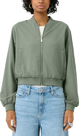 QS by s.Oliver Bomberjacke QS, Damen, Gr. XL (42), light olive, Web, Obermaterial: 80% Polyester, 16% Viskose, 4% Elasthan, unifarben, l&auml;ssig geschnitten h&uuml;ftlang, R