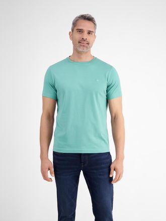 Lerros T-Shirt LERROS LERROS Basic T-Shirt mit Logostitck, unifarben, Herren, Gr. XXL, blau (fjord blau), 100% Baumwolle, Rundhals, Shirts T-Shirt