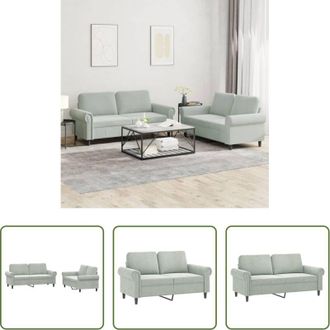 vidaXL Divano in velluto - Set di Divani 2 pz con Cuscini Grigio Chiaro in Velluto