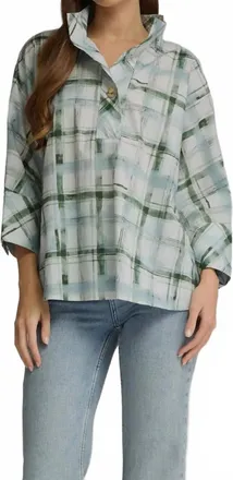 Entro Plaid Popover Shirt In Olive