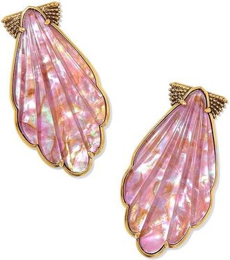 Kendra Scott Alexa Statement Womens Earring Womens Earring Vintage Gold Purple Iridescent Abalone Illusion, Brass
