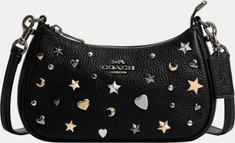 Coach Womens Teri Mini Crossbody with Rivets - Black Leather - One Size
