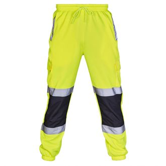 Generic Mens Hi Viz Safety Work Trousers with High Visibility Reflective Fluorescent Tape Hi Vis Two Tone Combat Side Pocket Bottoms Joggers Pants Orange Hi V