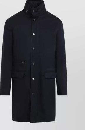 Kiton high collar long coat flap pockets