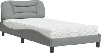 vidaXL Cama Con Colch&oacute;n Hvar Tela Gris Claro 100x200 Cm Vidaxl