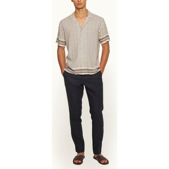 Orlebar Brown Griffon Lino Tailored Fit Smart Italian Linen Trousers in Night Iris at Nordstrom, Size 30