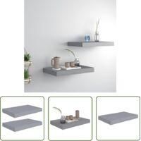 OEM Estantes Flotantes De Pared The Living Store, 2 Unidades, Gris, 40x23x3,8 Cm, Mdf - Estantes De Pared - Estantes Flotantes - Decoraci&oacute;n De Pared - Alm