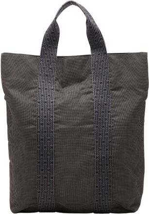 Herm&egrave;s Gray Canvas Handbag Tote Bag (Pre-Owned)
