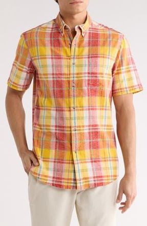 Vintage 1946 Madras Short Sleeve Button-Down Shirt in Red at Nordstrom Rack, Size Xx-Large