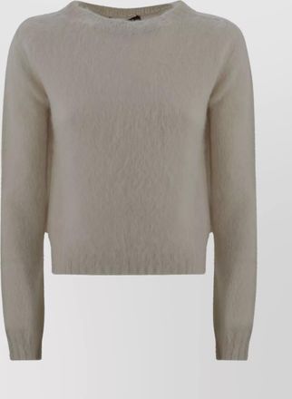 Max Mara soft texture crewneck knitwear with ribbed cuffs and hem
