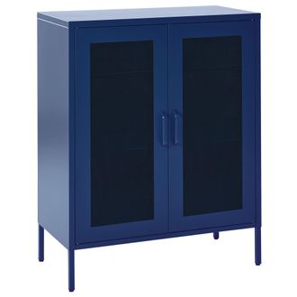 Beliani Beliani - Aparador De Metal Azul Marino 2 Puertas Estantes Almacenaje Oficina Casa Wakatipu