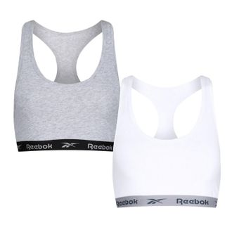 Reebok Bustier REEBOK FRANKIE, Damen, Gr. XS, N-Gr, wei&szlig;, grau melange, Obermaterial: 95% Baumwolle, 5% Elasthan, bedruckt, unifarben, BHs Bustier, breite Tr