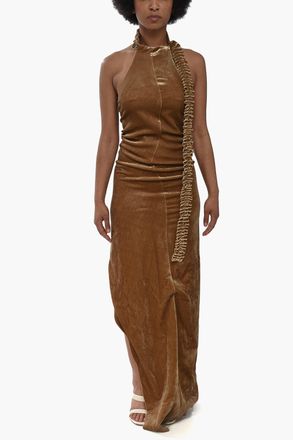 Off-white Vestito Halter Neck CURTAIN in Velour Off-White