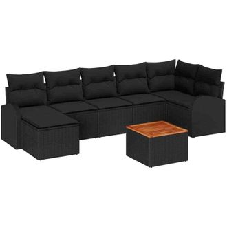 vidaXL Garden Sofa Set with Storage 8 pcs Black Poly Rattan vidaXL