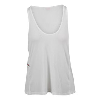 Diesel Sleeveless Training Tops, female, White, Size: S Ribbed Tank Top with Logo Plaque