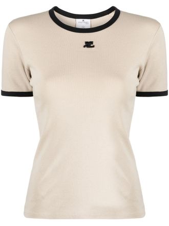 Courr&egrave;ges T-shirt con applicazione - Toni neutri