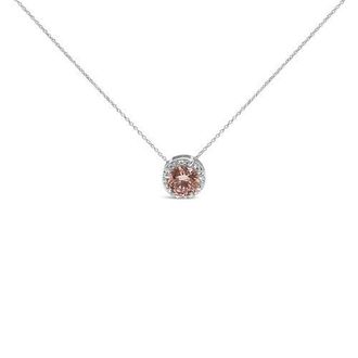 House of Brilliance 14K White Gold 2 3/8 Cttw Lab Grown Pink Diamond Solitaire Halo Pendant Necklace at Nordstrom